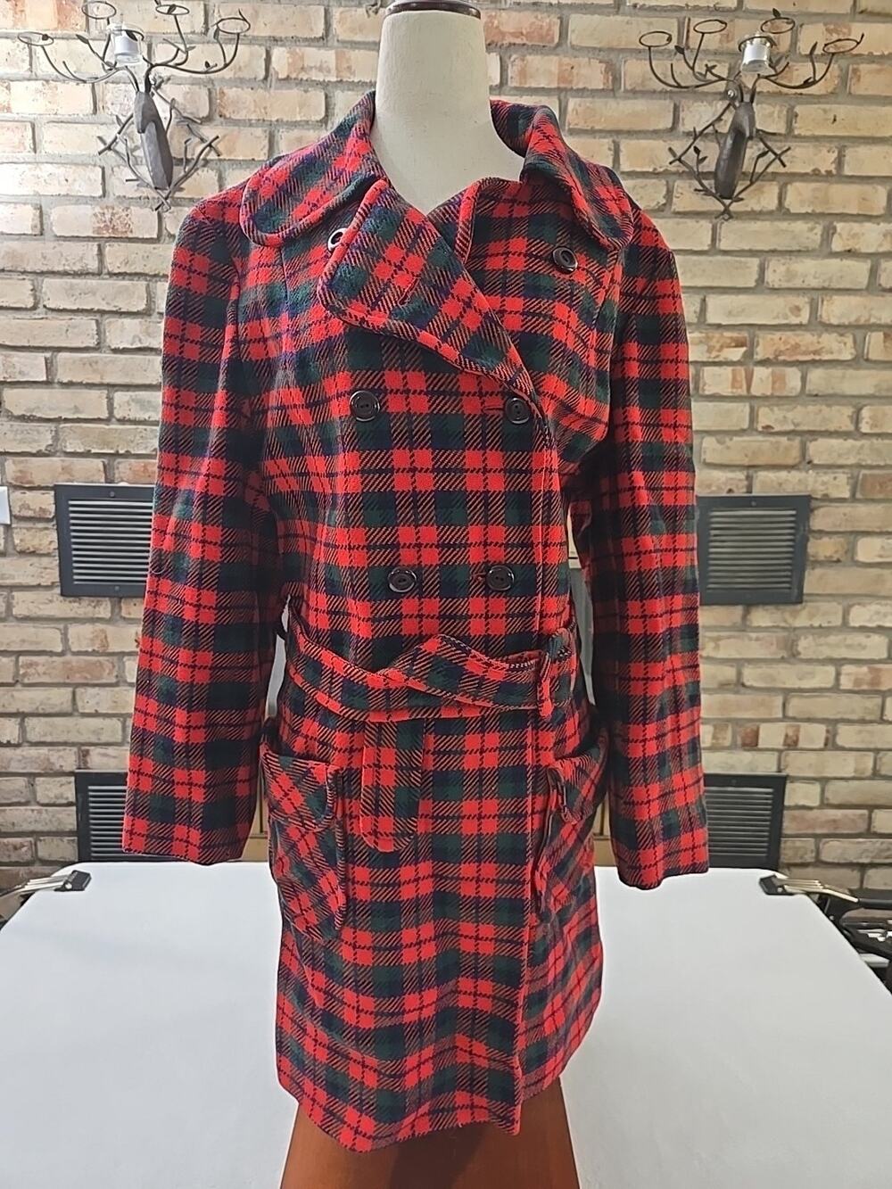Pendleton Vtg 70s 80s Double Breasted 100% Wool Car Coat Womans Sz 8 Belted USA
